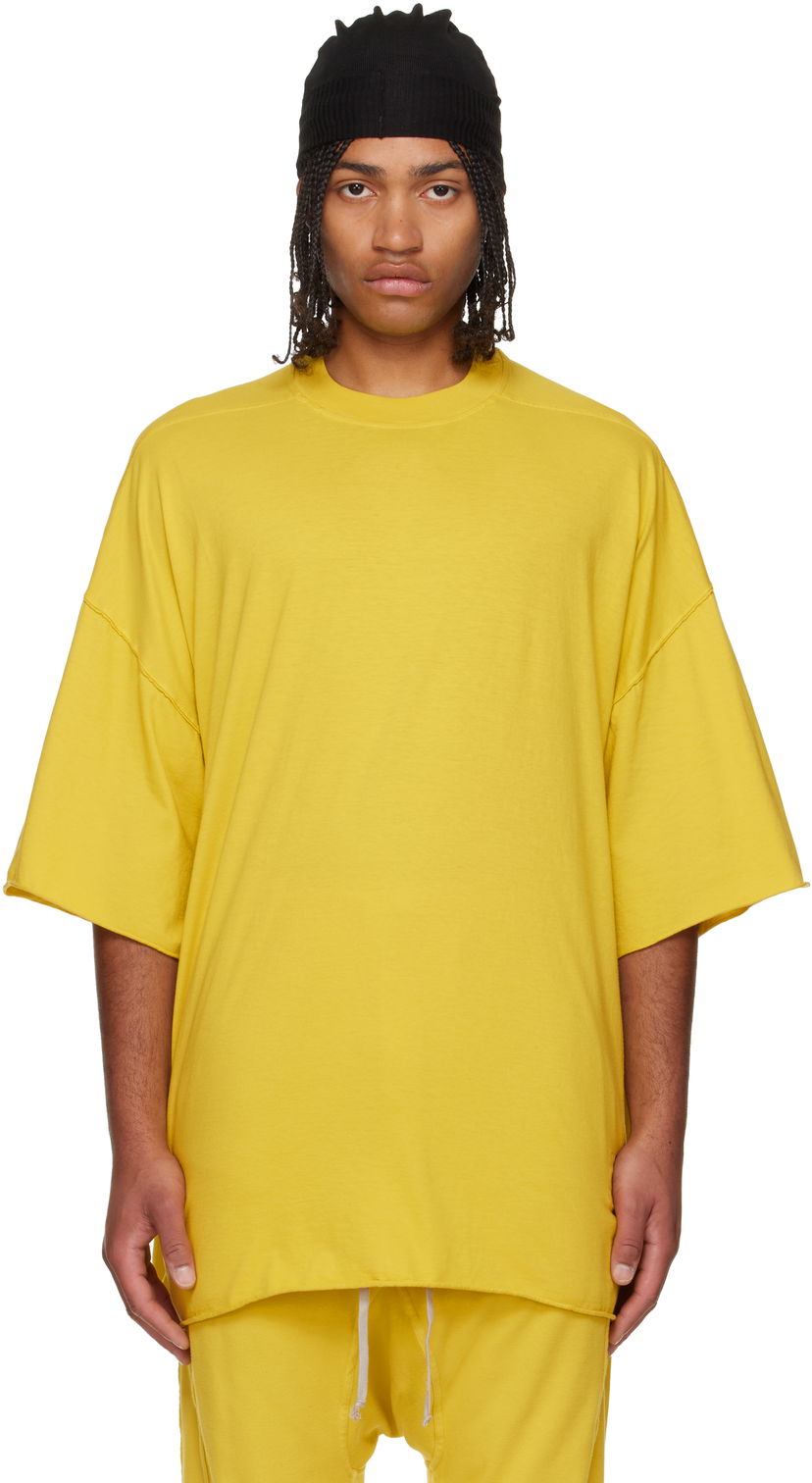 T-shirt Rick Owens Concordians Tommy Oversized Raw-Edge Short Sleeve T-shirt Gul | DU02E7259 RN