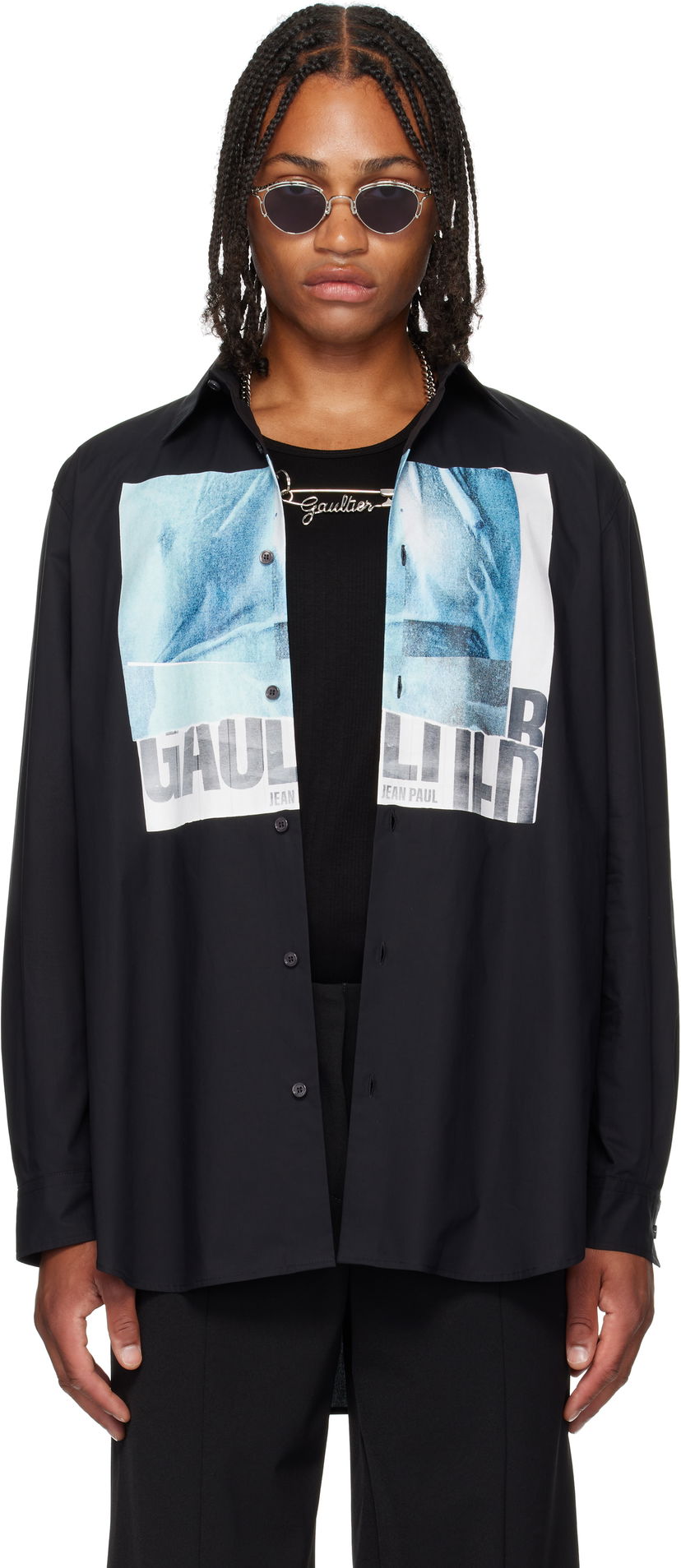 Skjorte Jean Paul Gaultier Jean Paul Gaultier Oversized 'Water' Shirt Sort | 25/03-U-ST030-W014P-0055