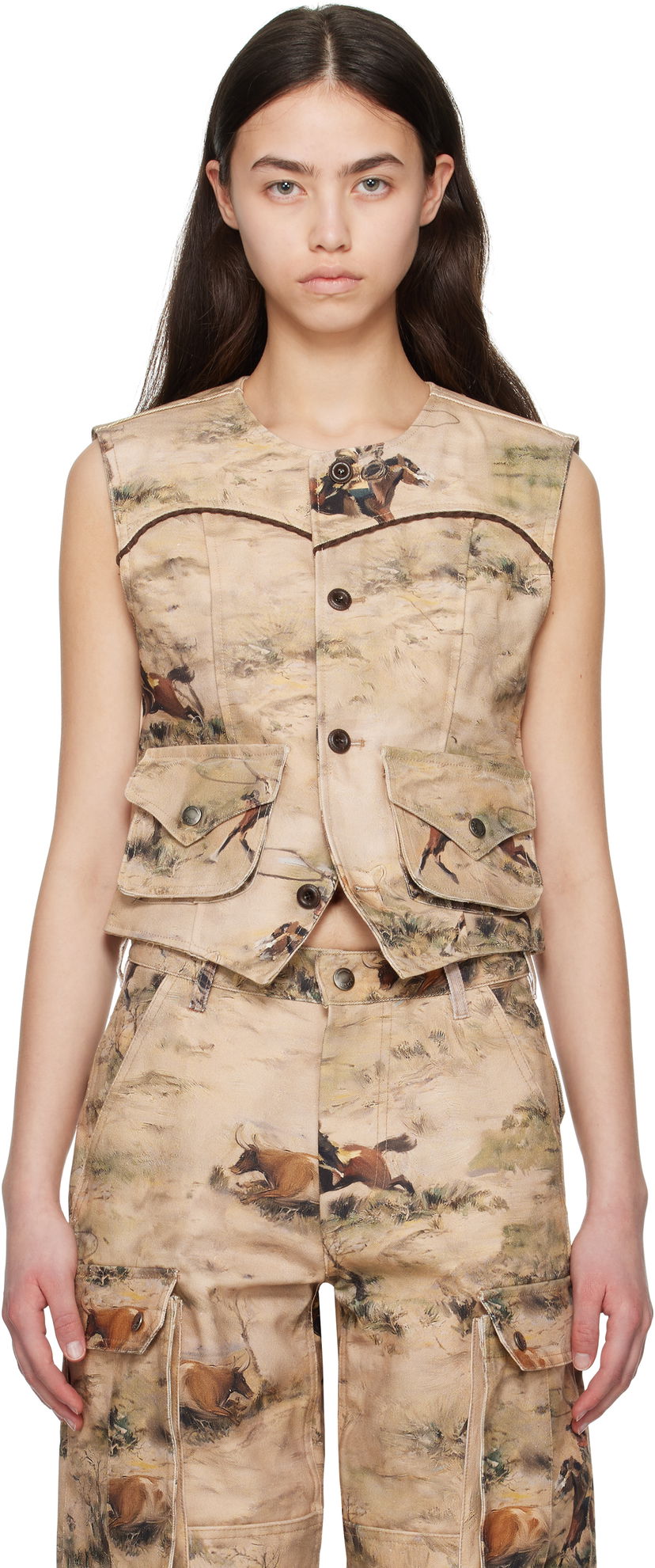 Vest Andersson Bell Andersson Bell Cowboy Print Vest Beige | awa697w