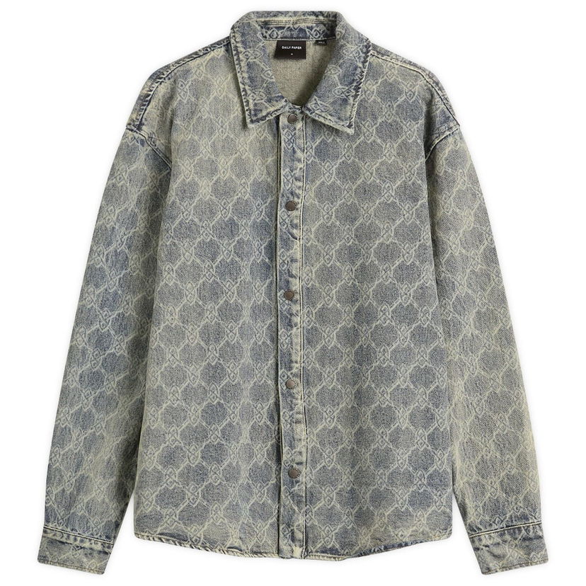 Skjorte DAILY PAPER Daily Paper Shield Laser Denim Shirt, Size Large Blå | 2511154