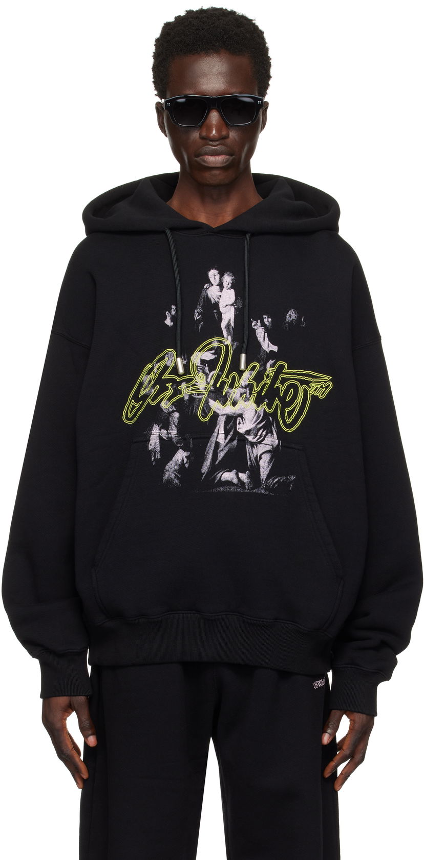 Sweatshirt Off-White Script Mary Skate Black Hoodie Sort | OMBB085F24FLE00C1084