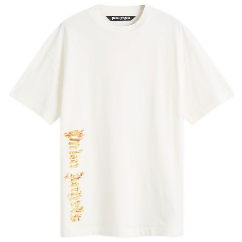 T-shirt Palm Angels Burning Palm T-Shirt Hvid | PMAA001F24JER0080376