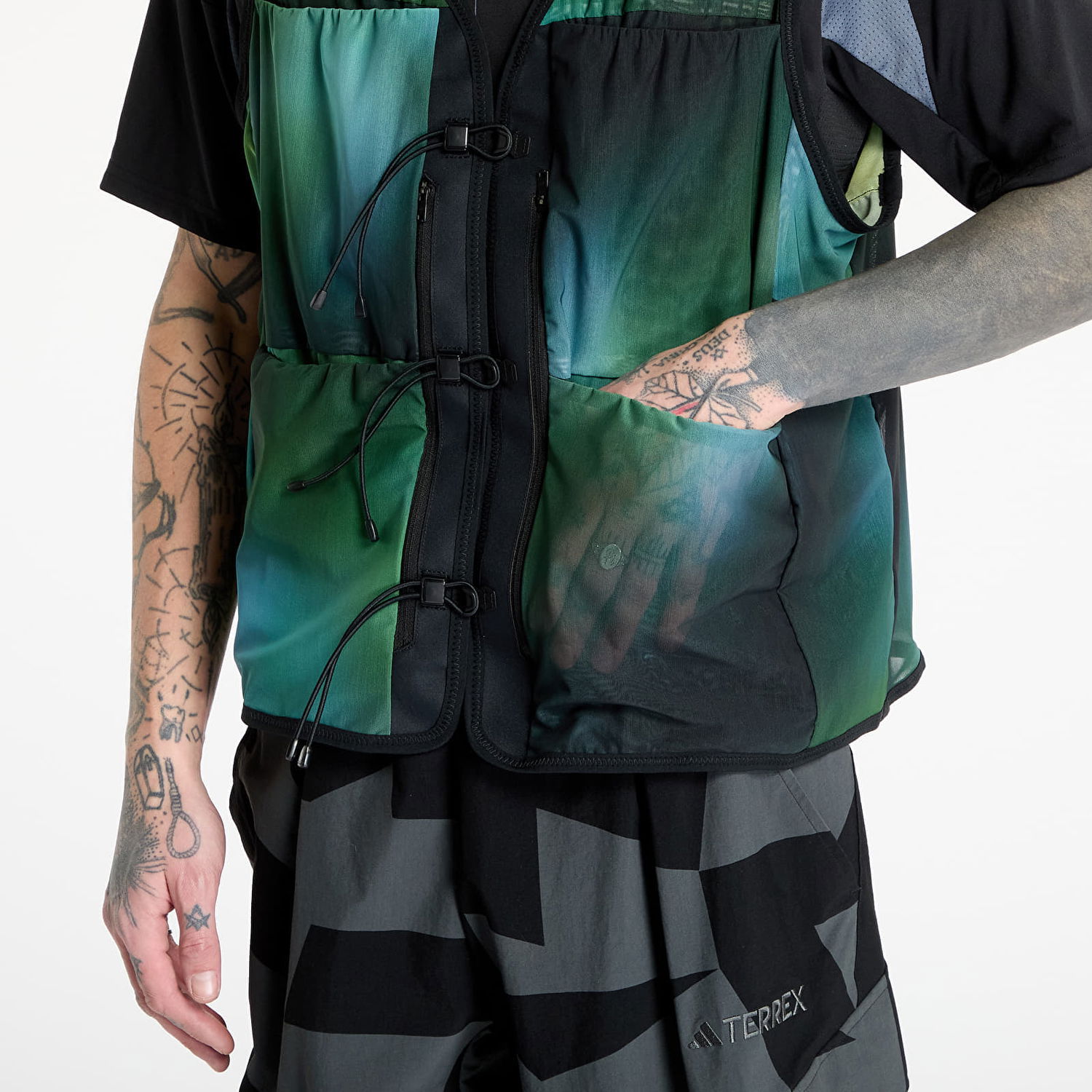Vest Y-3 Y-3 Allover Print Mesh Vest Grøn | JL8300, 1