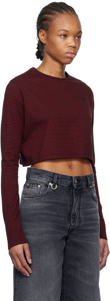 Crop top We11done We11done Striped Cropped Longsleeve T-Shirt Rød | WD-TT0-25-716-W-BK, 1