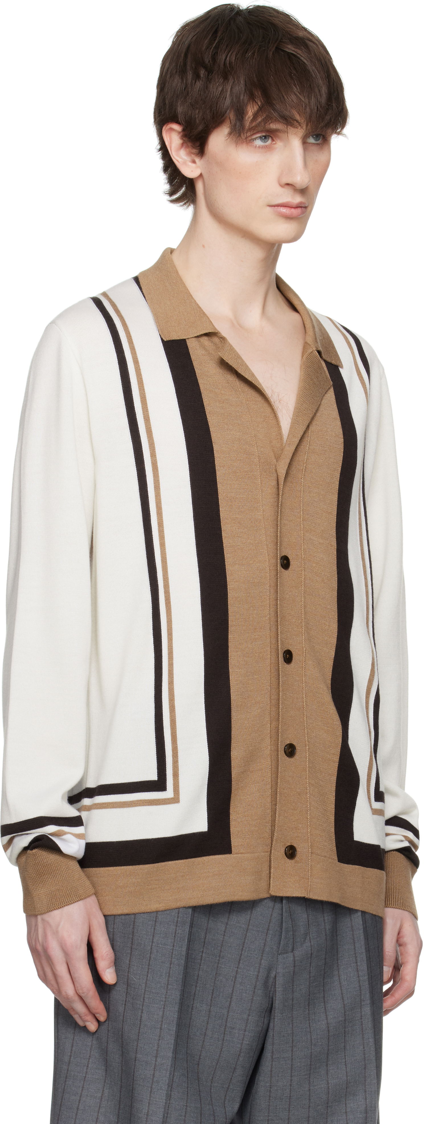 Sweater Dolce & Gabbana Dolce&Gabbana Wool DG Embroidery Cardigan Brun | GXV35ZJFMDU, 1