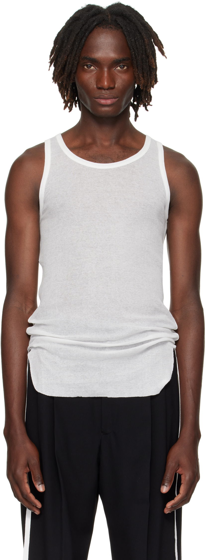 Tanktop Ann Demeulemeester Ann Demeulemeester Boris Wrinkled Cropped Tank Top Hvid | B0011785-FA434-002