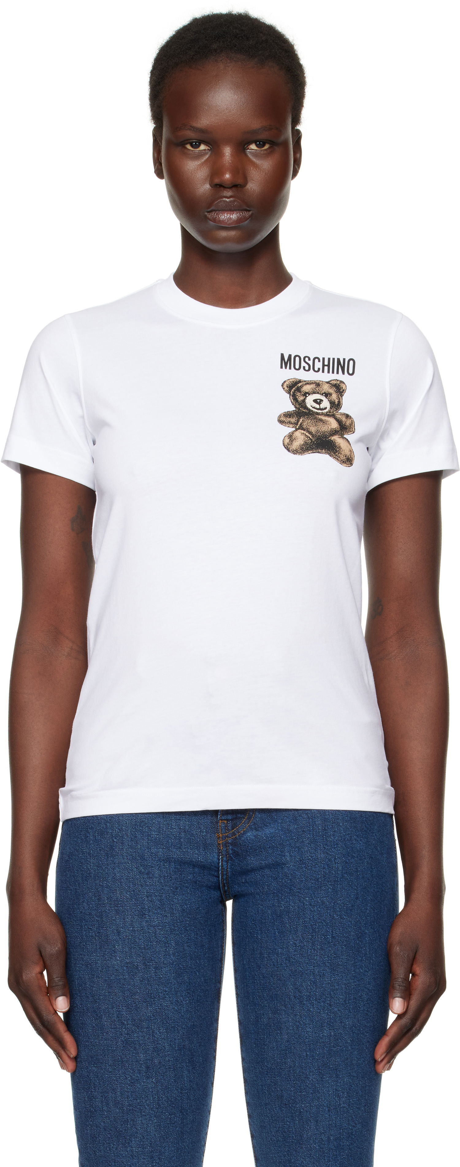 T-shirt Moschino Teddy Bear Print T-Shirt Hvid | V070805411001, 0
