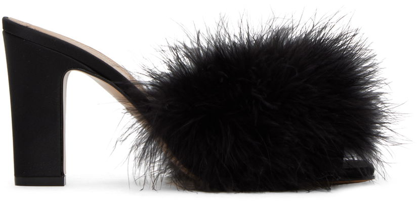 Tøj Maison Margiela Black Feather Mules Sort | S58WP0270 P6229