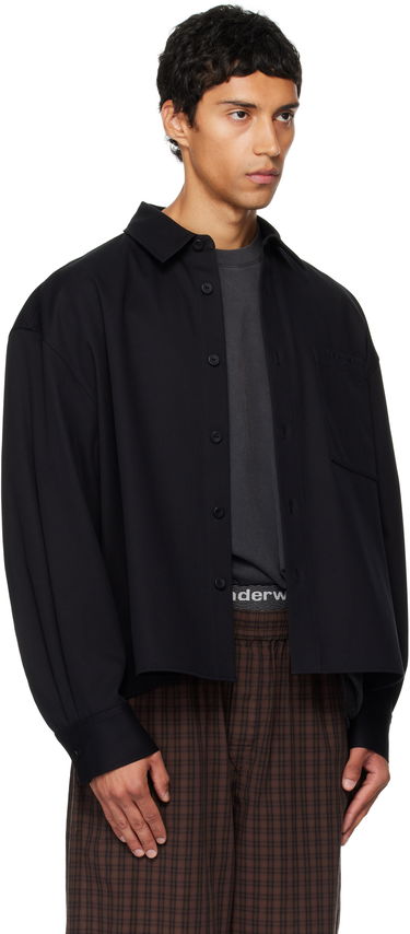 Skjorte Alexander Wang Alexander Wang Boxy Cropped Long Sleeve Shirt Sort | 6WC3251092, 1