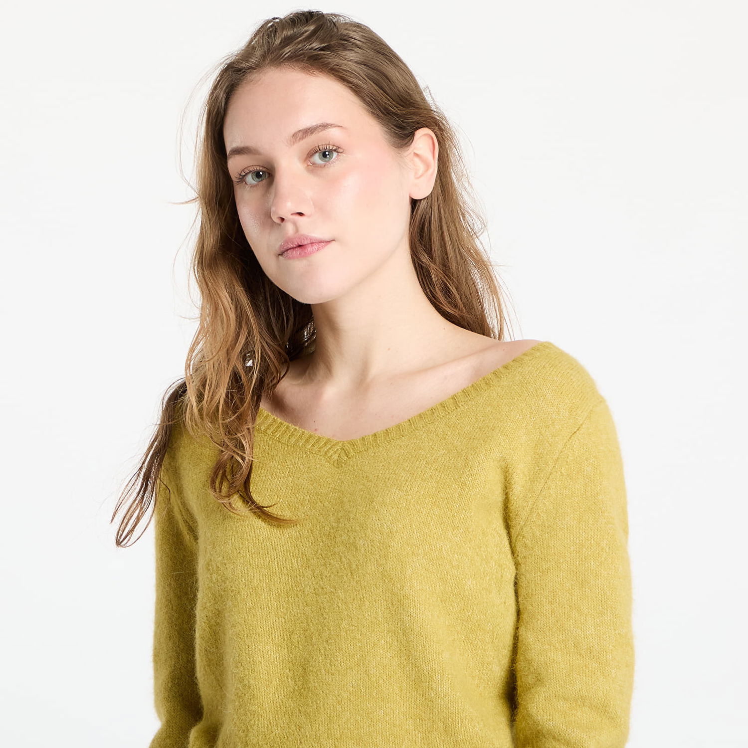 Sweater CALVIN KLEIN Calvin Klein Jeans Women's Fluffy Yarn V-Neck Sweater Grøn | J20J224801 LMD, 1