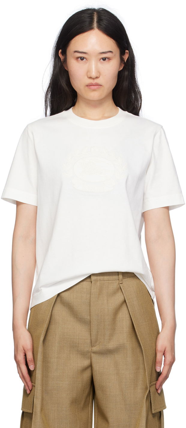 T-shirt Burberry Cotton T-Shirt With Logo Embroidery Hvid | 8093651