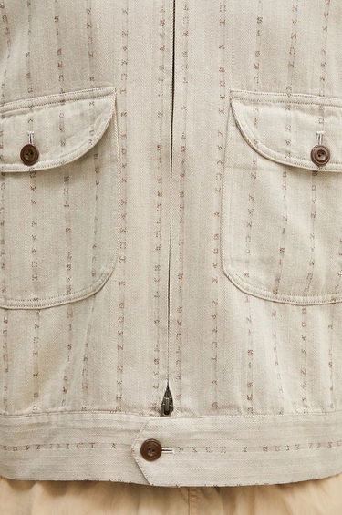 Jakke Human Made Herringbone Zip-Up Work Jacket Beige | HM28JK014, 3