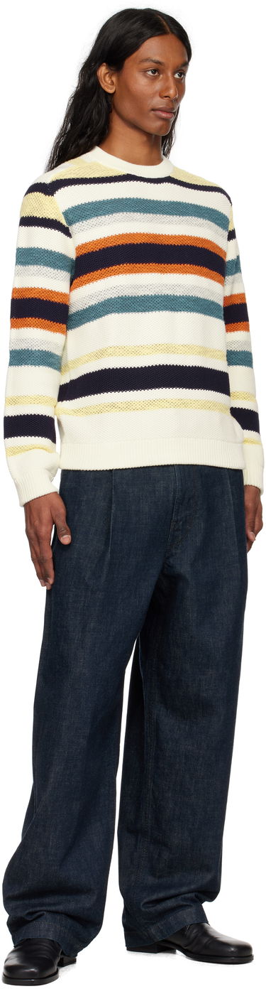 Sweater MAISON KITSUNÉ Maison Kitsuné Comfort Striped Sweater Hvid | OM00807KT1129, 3
