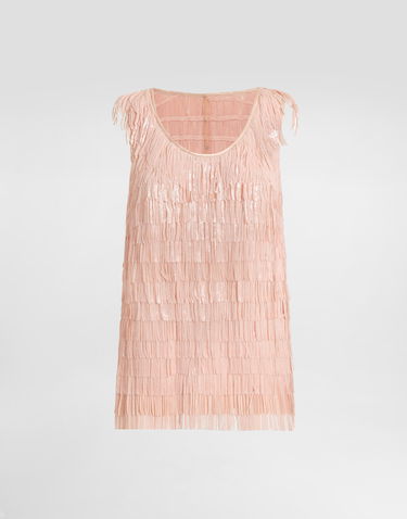 Tanktop Dolce & Gabbana Dolce & Gabbana Sleeveless Sequin Fringe Top Lyserød | F7AY0TFLSLRF1218, 0