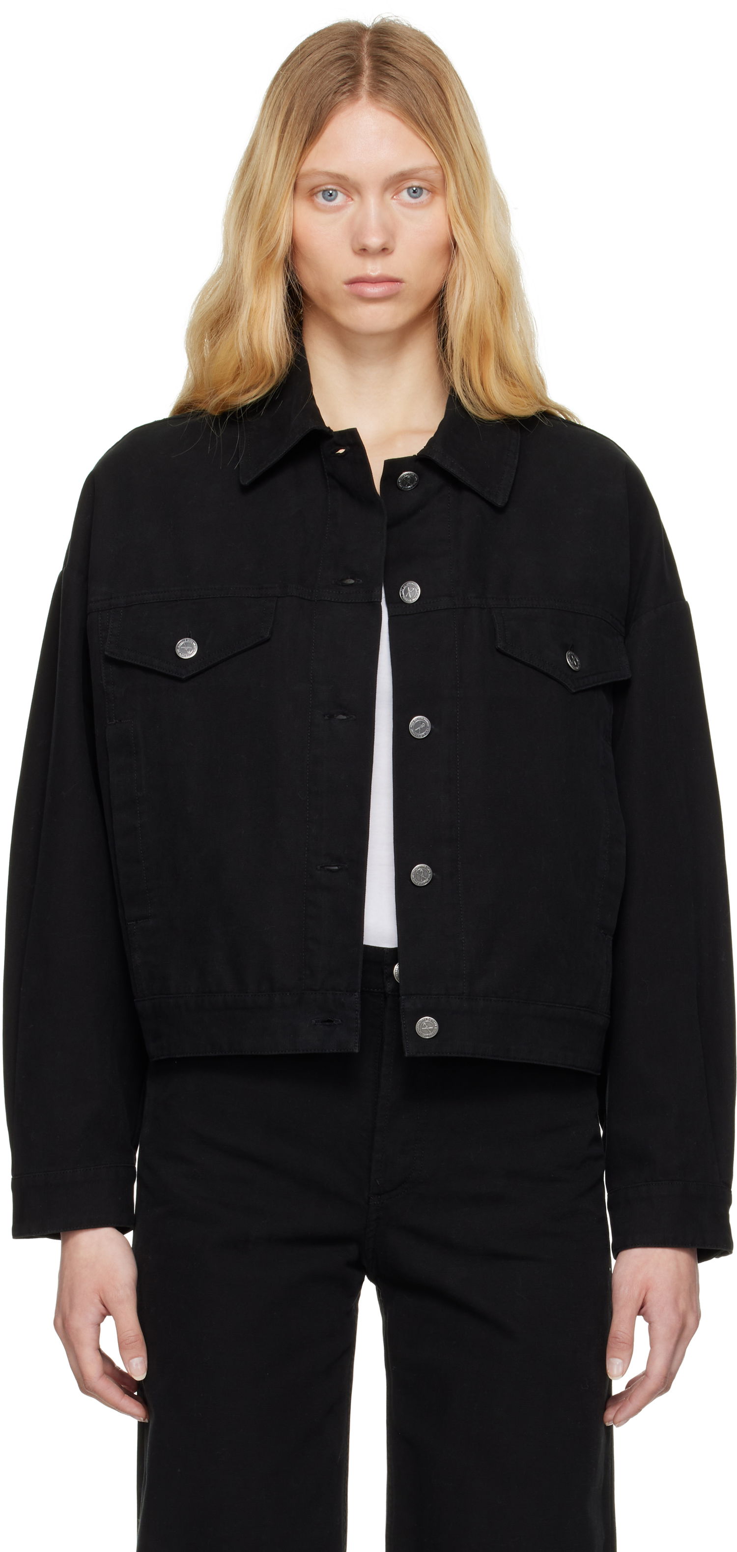 Jakke A.P.C. A.P.C. Cally Cropped Denim Jacket Sort | COGBJ-F02905, 0