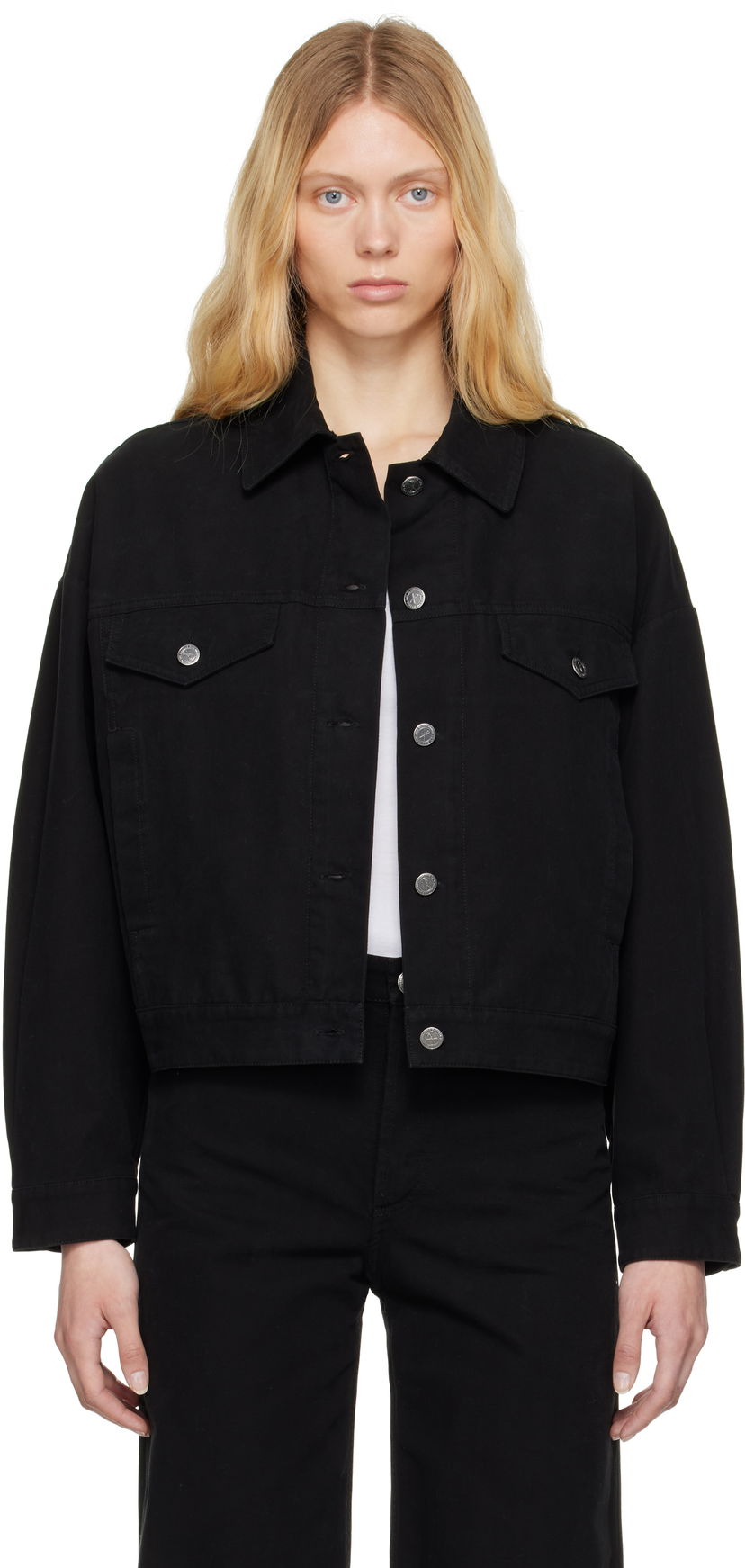 Jakke A.P.C. A.P.C. Cally Cropped Denim Jacket Sort | COGBJ-F02905