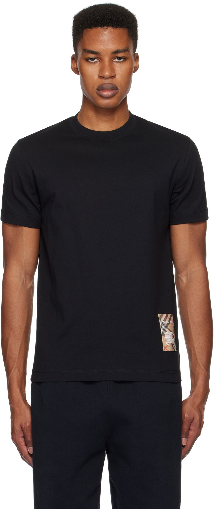 T-shirt Burberry Check Label Cotton T-Shirt Sort | 8104889