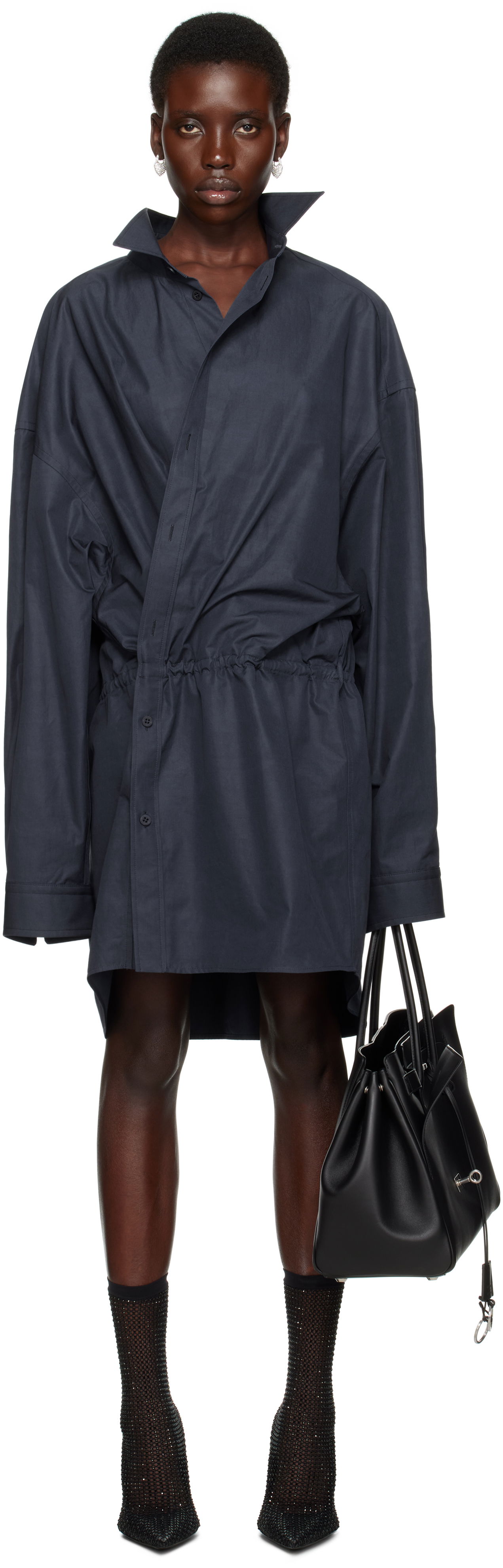 Kjole Balenciaga Balenciaga Shirt Mini Dress Mørkeblå | 814136 TRM17, 0