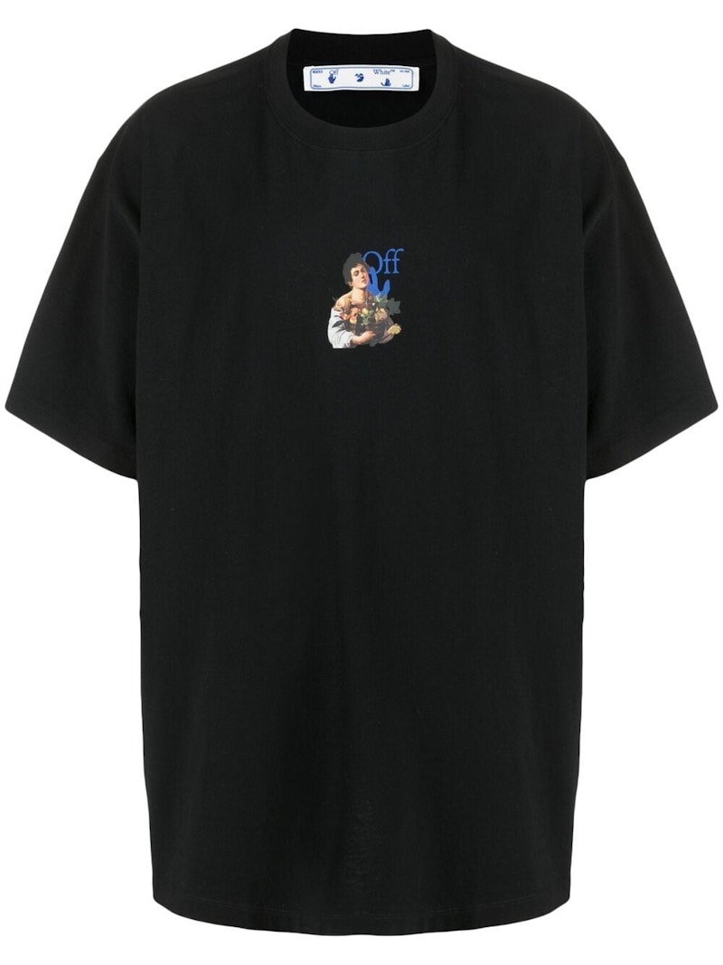 T-shirt Off-White Caravaggio Boy T-shirt Black/Blue Sort | OMAA038S21JER0071040