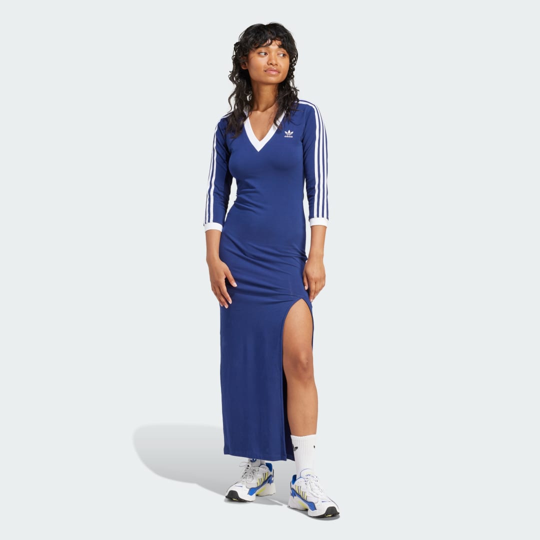 Kjole adidas Originals Adicolor Classics 3-Stripes Maxi Dress Mørkeblå | IP2987, 1