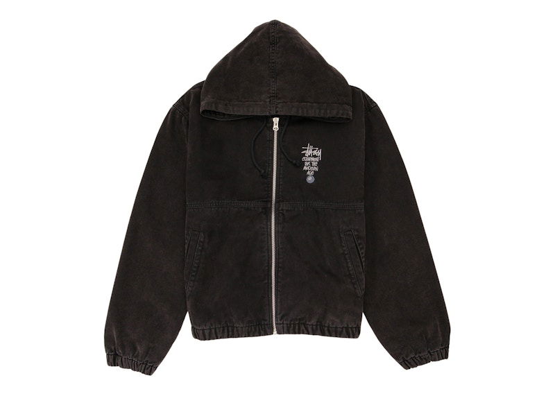 Jakke Stüssy Work Jacket with Hood Sort | 115649-BLAC