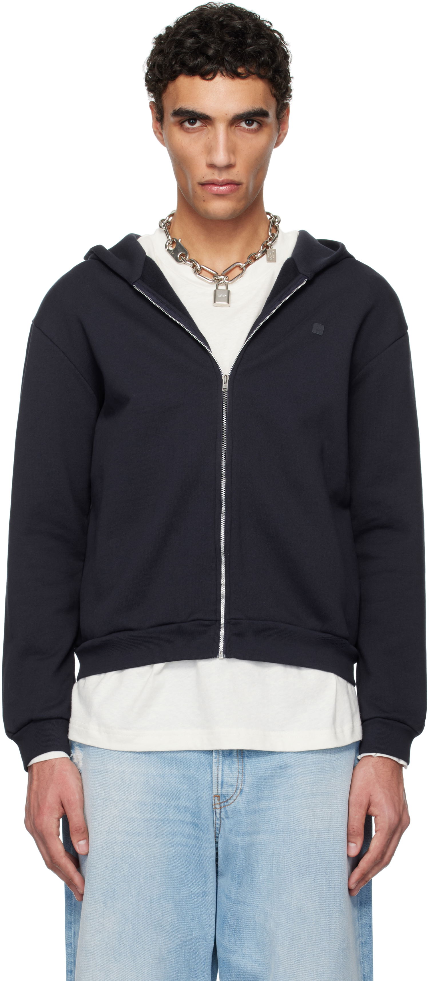 Sweatshirt Acne Studios Acne Studios Zip-Up Hoodie Mørkeblå | CI0185-, 0