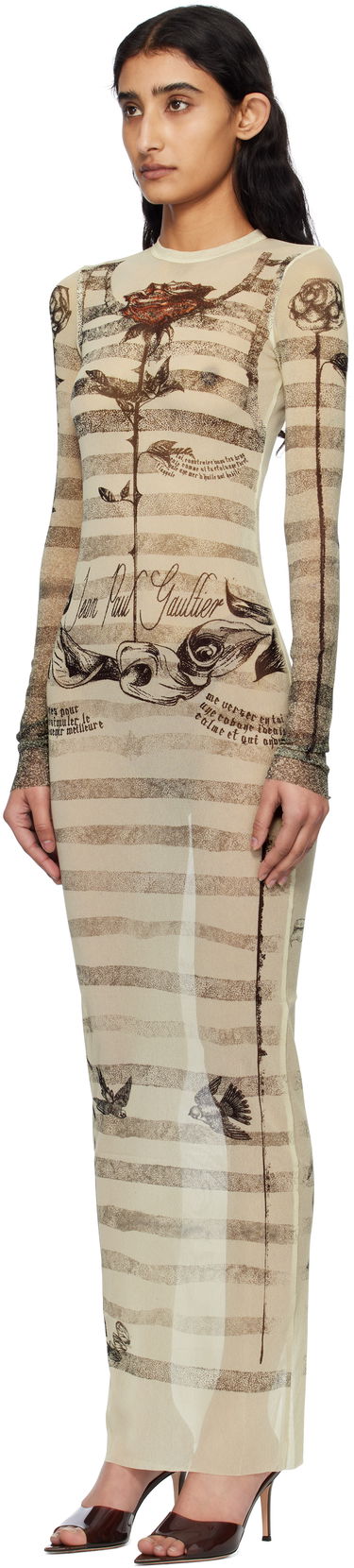 Kjole Jean Paul Gaultier Jean Paul Gaultier Tattoo Marinière Maxi Dress Beige | 25/34-F-RO396-T585-030030, 3