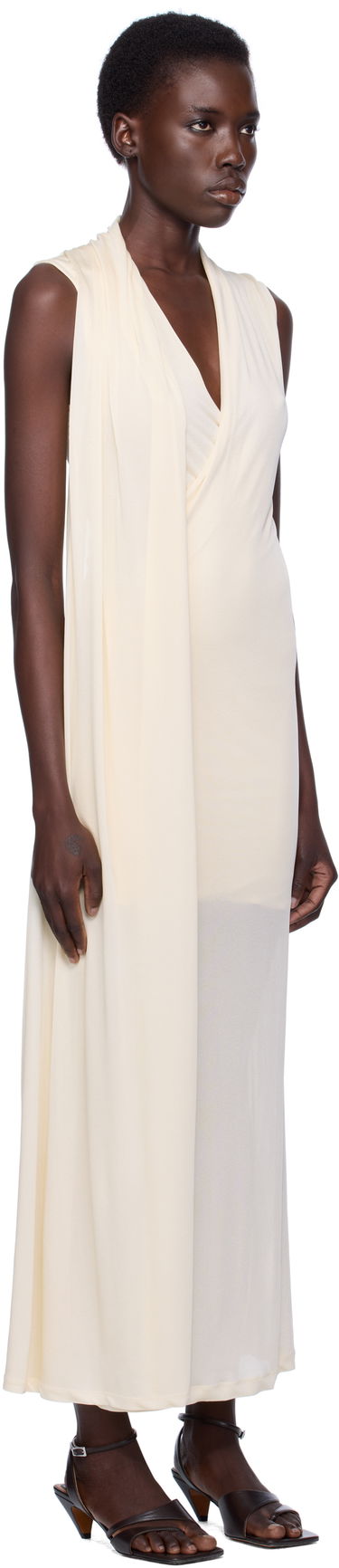 Kjole TOTEME TOTEME Overlapped Scarf Maxi Dress Sort | 253-WRD0235-FB0266, 4