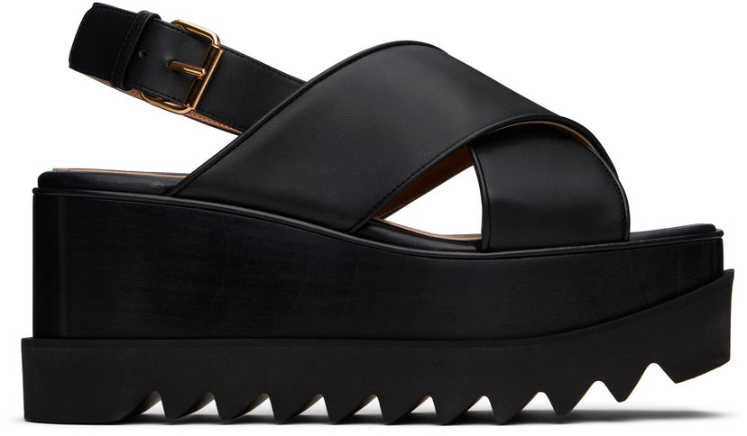 Tøj Stella McCartney Stella McCartney Elyse Platform Heeled Sandals Sort | 810527KP027