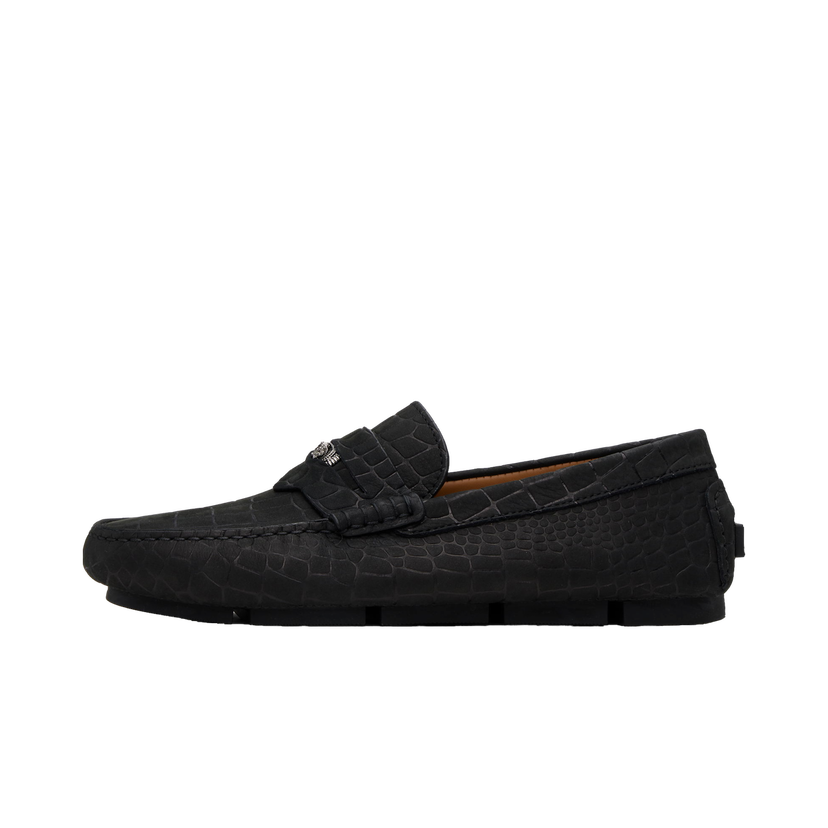 Sneakers og sko Versace Embossed Leather Driver Loafers Sort | 1013960_1A12292