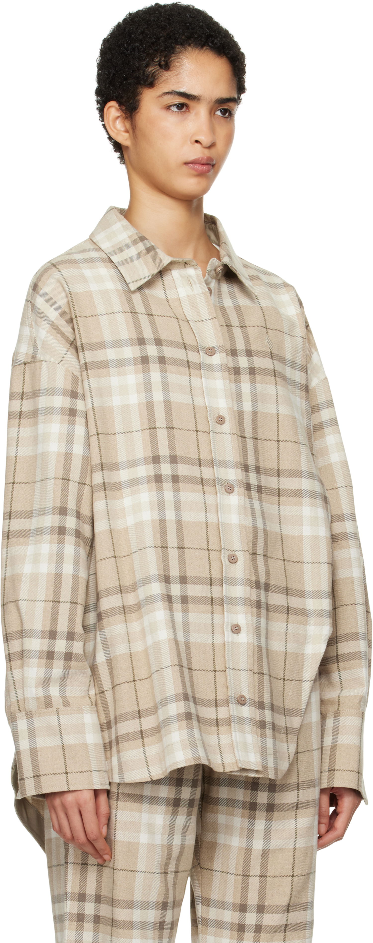Skjorte The Attico Attico Eliza Plaid Shirt Beige | 250WCH00004 CCC050AA, 1