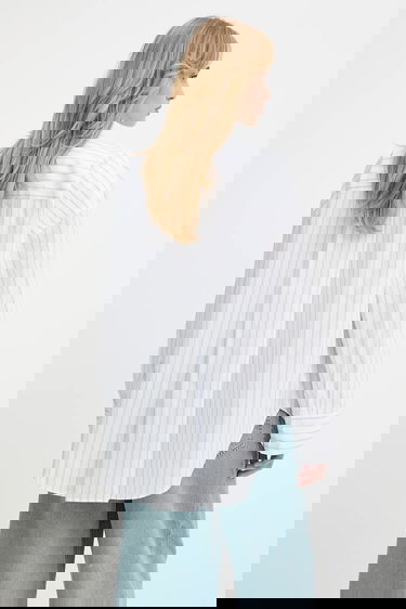 Skjorte Samsoe Samsoe Samsoe Samsoe SAMARIKA Relaxed Fit Striped Button-Down Shirt Hvid | F25200084, 2