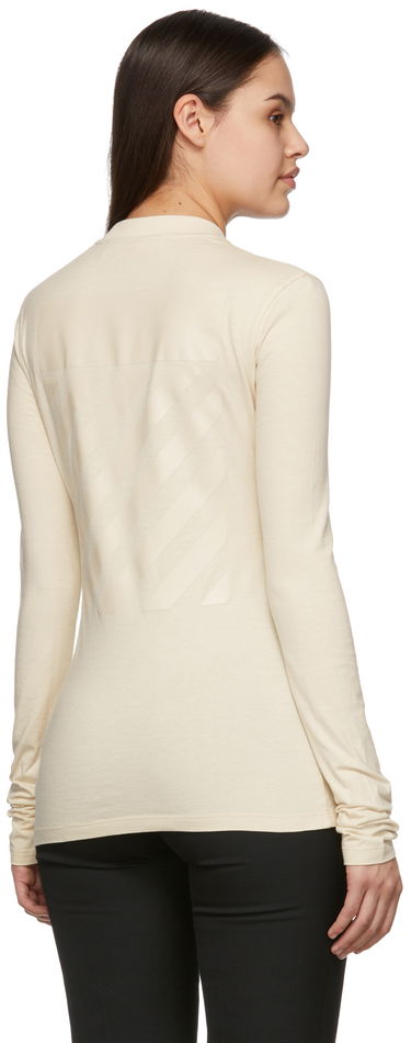 Sweater Off-White Diag Long Sleeve T-Shirt Beige | OWAB031C99JER0016161, 2