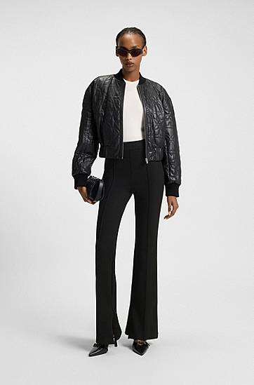 Bukser BOSS Flared Jersey Trousers with Front Seam Sort | 50542730, 1