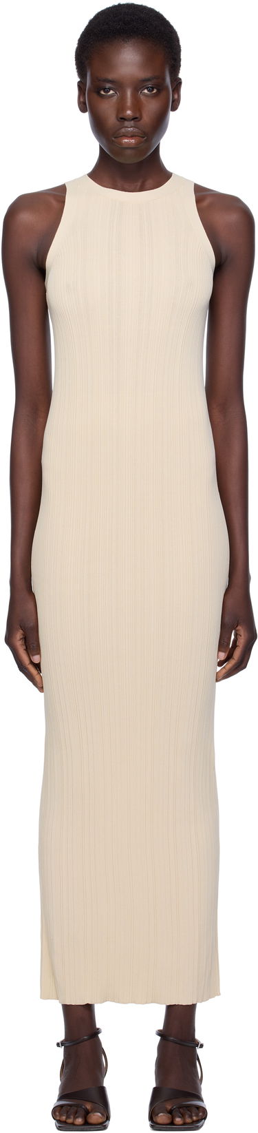Kjole TOTEME TOTEME Seamless Rib Tank Maxi Dress Beige | 242-WRD2305-YA0076, 0