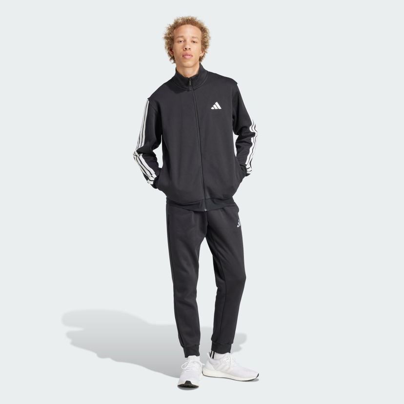 Træningsdragt adidas Performance Sportswear Basic 3-Stripes Fleece Track Suit Sort | JI8878
