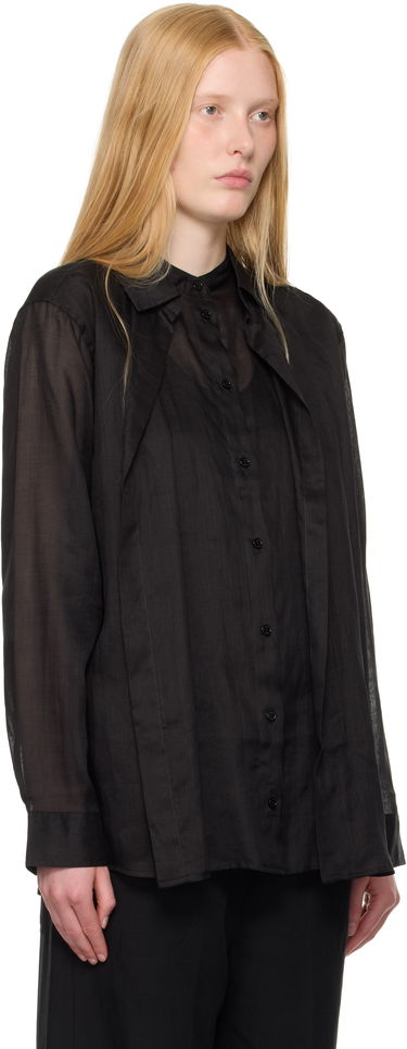 Skjorte TOTEME TOTEME Double Collar Linen Shirt Sort | 253-WRT0544-FB0434, 1