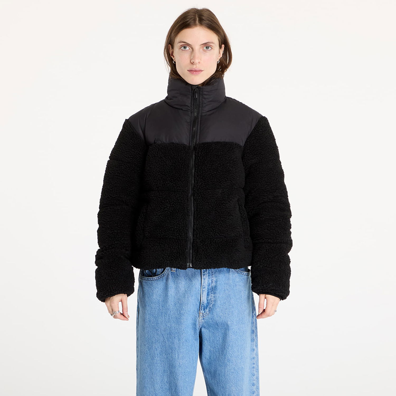 Puffer jakke Urban Classics Ladies Short Sherpa Mix Puffer Jacket Sort | TB6147-00825, 0