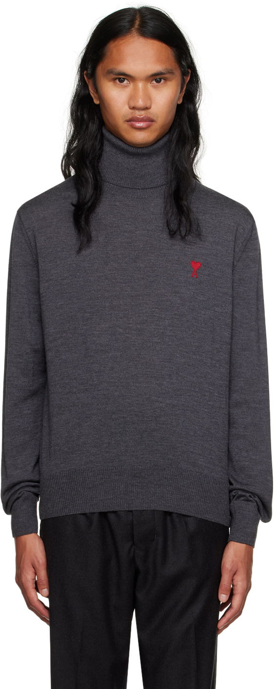 Sweater AMI Turtleneck Grå | HKS411.KN0025, 0