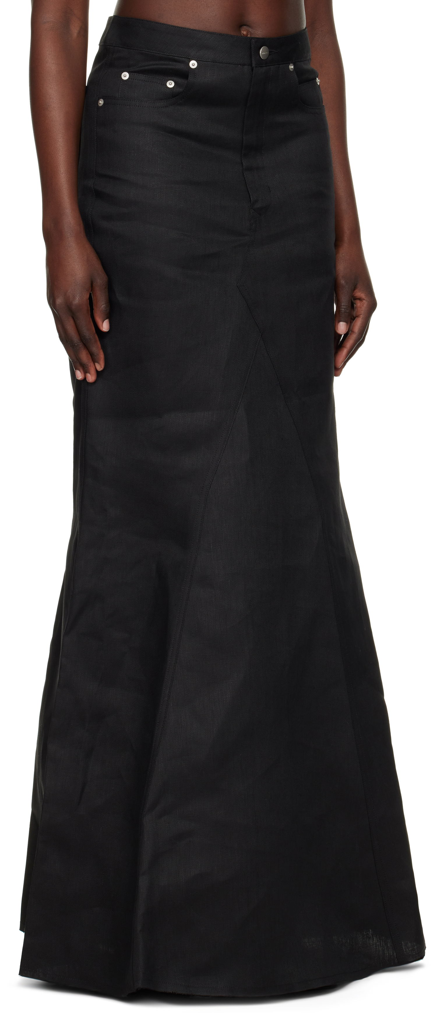 Nederdel Rick Owens Rick Owens Hollywood Godet Maxi Skirt Sort | RP01E7369 TWL, 1