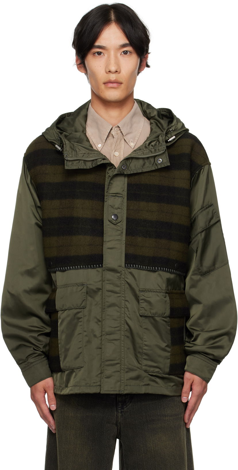 Jakke Andersson Bell Andersson Bell Check Layered Hooded Jacket Grøn | awa717u