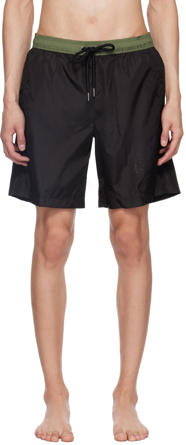 Badetøj Moncler Black 'Slow Living And Good Vibes' Swim Shorts Sort | J10912C0000653326