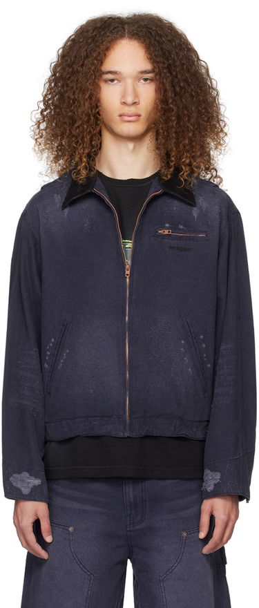 Jakke We11done We11done Distressed Denim Jacket Mørkeblå | WD-DJ0-24-381-U-NV, 0