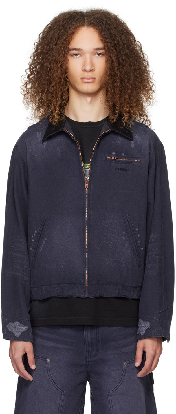 Jakke We11done We11done Distressed Denim Jacket Mørkeblå | WD-DJ0-24-381-U-NV