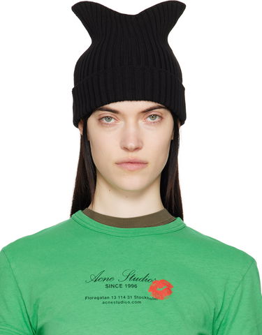 Beanie Acne Studios Acne Studios Ribbed Square Beanie Sort | C40396-, 0