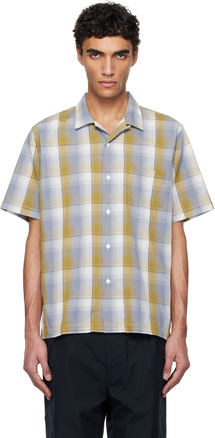 Skjorte NANAMICA Nanamica Open Collar Pique Short Sleeve Shirt Blå | S25SG076U