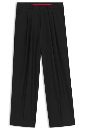 Bukser BOSS Modern-Fit Wool-Blend Twill Trousers Sort | 50547242, 0