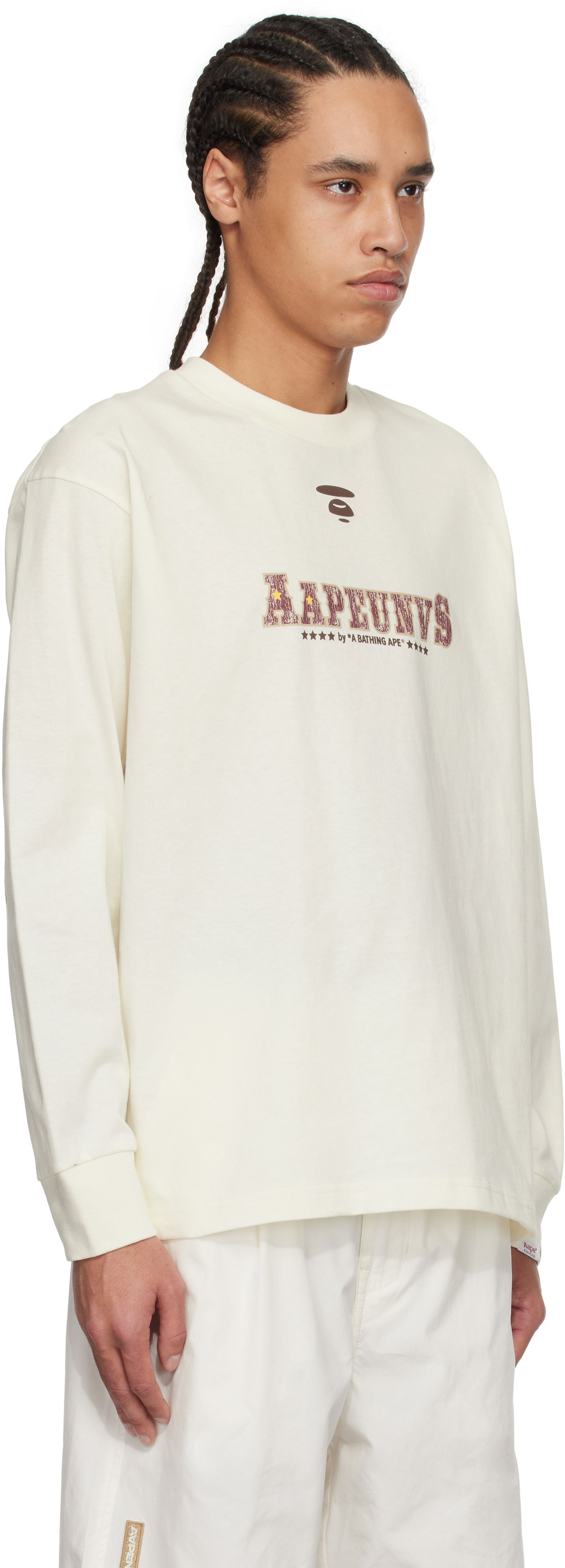 Sweatshirt AAPE by A Bathing Ape AAPE by A Bathing Ape 'AAPE' Theme Long Sleeve T-Shirt Hvid | AAPLTM1620XXNIVX, 1