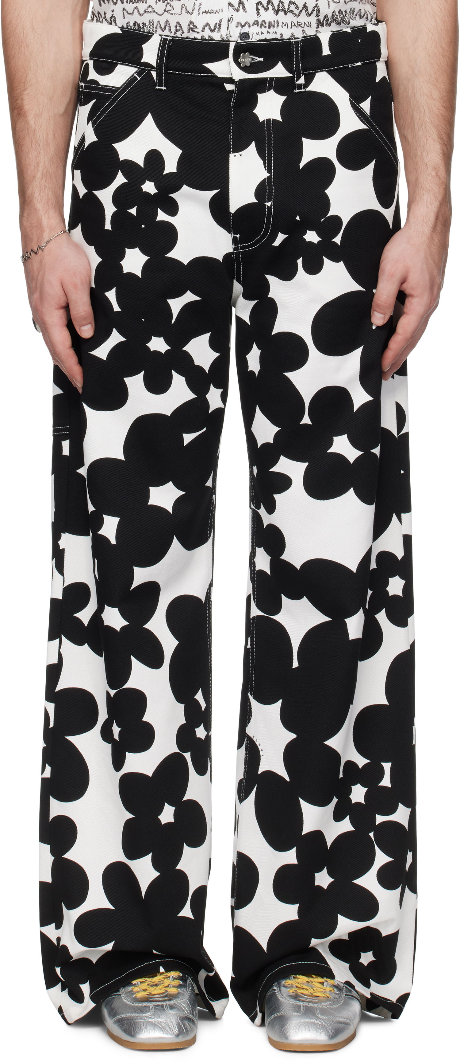 Cargo bukser Marni Marni Dillies Print Cargo Pants Hvid | PUMU0287A0 UTC462, 0