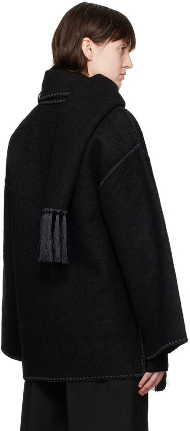 Jakke TOTEME TOTEME Embroidered Hooded Jacket with Fringed Scarf Sort | 224-1018-201, 2